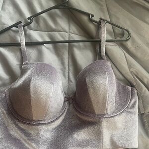 Victoria’s Secret silver gray sparkle bustier cami top